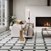 GRACE EFECTO MÁRMOL BLANCO Y NEGRO 44x44cm